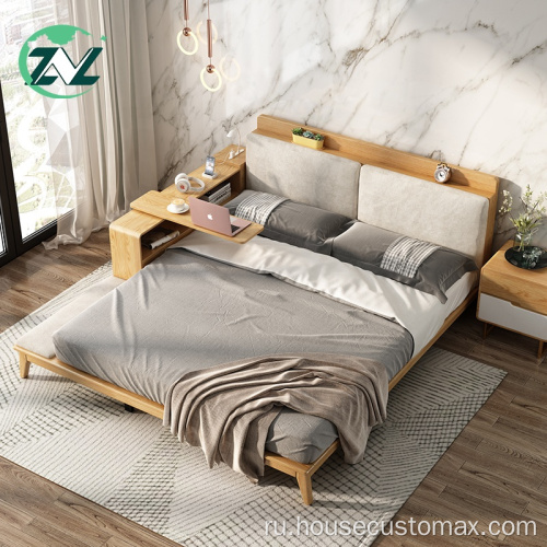 Деревянная мебель для спальни USB Место для хранения многофункциональной кровати